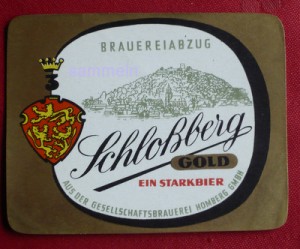 Gesellschaftsbrauerei Homberg Bieretikett Schloßberg Gold