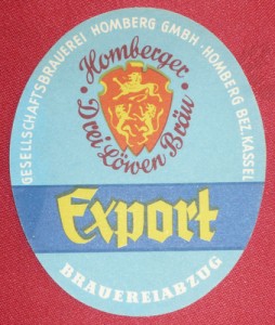 Gesellschaftsbrauerei Homberg altes Etikett Export