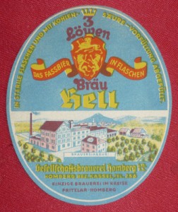 Gesellschaftsbrauerei Homberg mit dem Bieretikett Hell