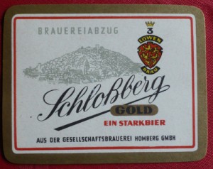 Gesellschaftsbrauerei Homberg Bieretikett Schloßberg Gold