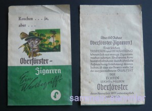 Verpackung für 5 Oberförster-Zigarren, 60er Jahre