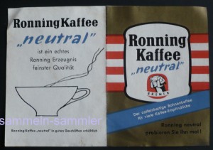 Werbeschildchen für Ronning Kaffee, 60er Jahre