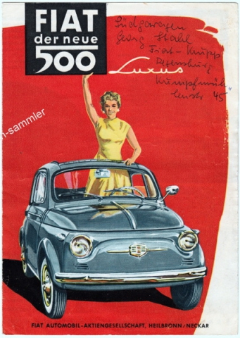 Fiat 500 Autoprospekt von 1956