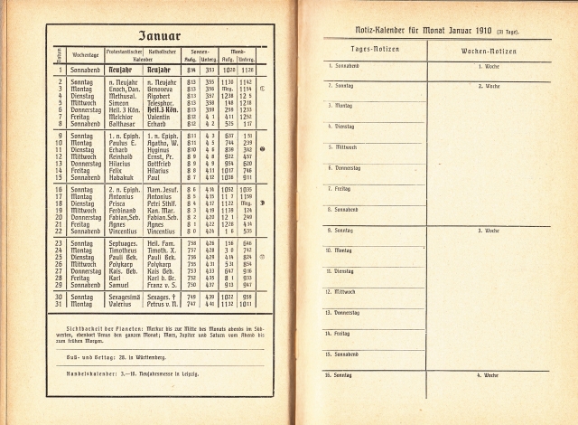 Almanach Kalender 1909 Gartenlaube Beispielseite