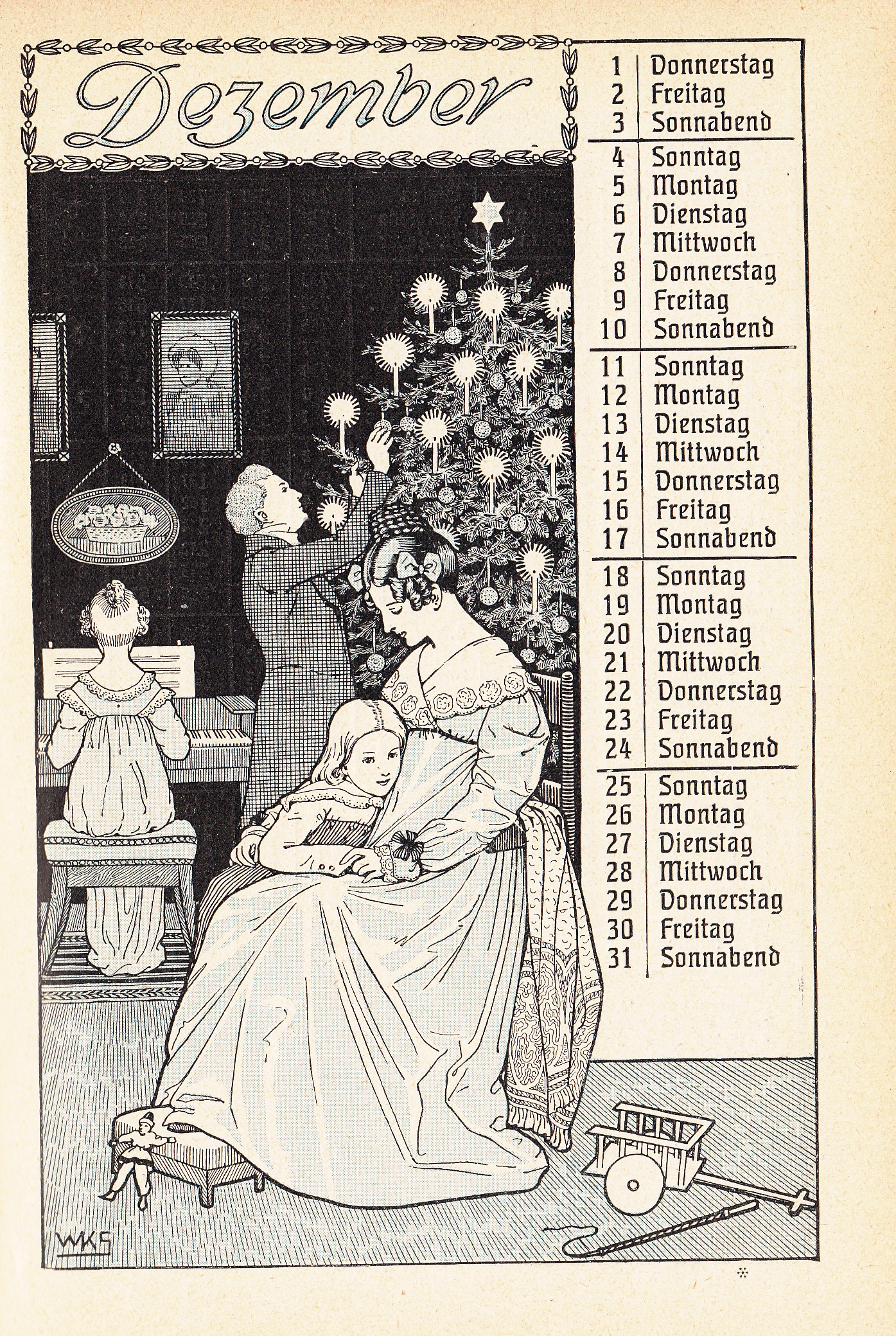 Almanach Kalender 1909 Gartenlaube Dezember
